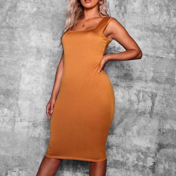 longline square neck midi dress